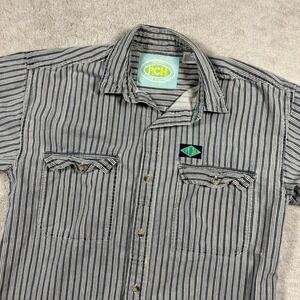 Pacific Coast Highway Button Down Men 14 Navy Blue Striped PCH Short Sleeve Surf